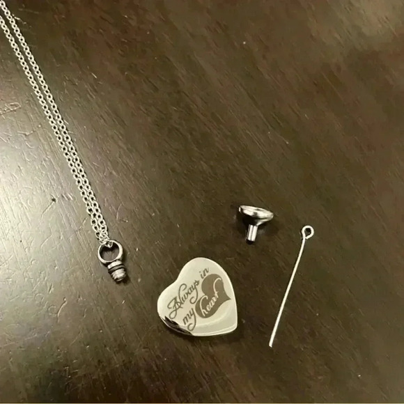 Stainless Steel Heart Memorial Necklace - Picture 3 of 5